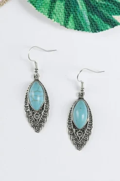 Outlet Dear-Lover Vintage Turquoise Boho Arabesque Earring Silver