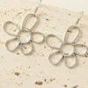 Online Dear-Lover Alloy Hollowed Flower Hook Earrings Silvery
