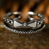 Online Dear-Lover Bownot Vintage Alloy Double Tier Ring Silvery