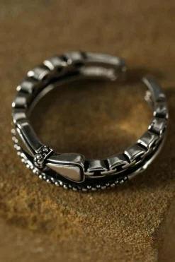 Online Dear-Lover Bownot Vintage Alloy Double Tier Ring Silvery