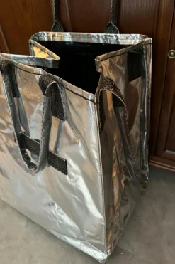 Clearance Dear-Lover Foldable Rolling Large Shopping Tote Bag Silvery
