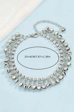 Clearance Dear-Lover Fringed Bell Rhinestone Chain Anklet Silvery
