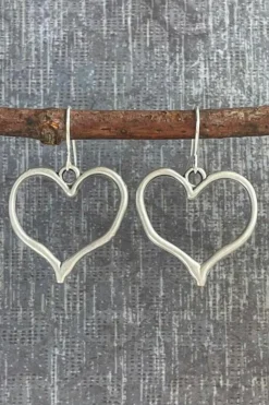 Online Dear-Lover Heart Shape Hook Drop Earrings Silvery