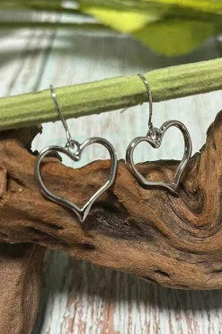 Online Dear-Lover Heart Shape Hook Drop Earrings Silvery