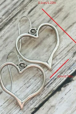 Online Dear-Lover Heart Shape Hook Drop Earrings Silvery