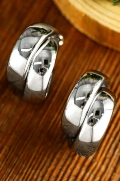 Fashion Dear-Lover Layered Hoop Studded Earrings Silvery