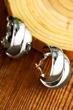 Fashion Dear-Lover Layered Hoop Studded Earrings Silvery