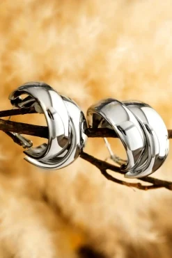 Fashion Dear-Lover Layered Hoop Studded Earrings Silvery