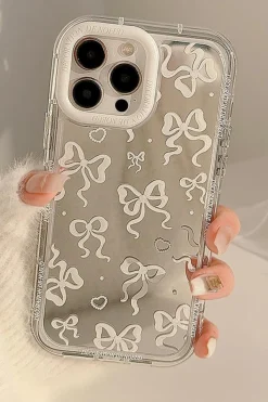 Best Dear-Lover Mirror Effect Bowknot Print IPhone Phone Case Silvery