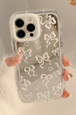 Best Dear-Lover Mirror Effect Bowknot Print IPhone Phone Case Silvery