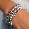 Discount Dear-Lover 3pcs 4/6/8mm Bead Bracelet Set Silvery