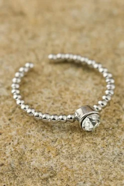Best Dear-Lover 3pcs Rhinestone Alloy Opening Ring Set Silvery
