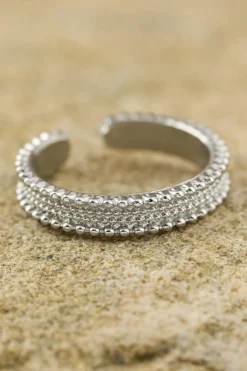 Best Dear-Lover 3pcs Rhinestone Alloy Opening Ring Set Silvery