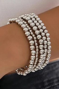 Best Dear-Lover 5pcs/set Beaded Bracelet Set Silvery
