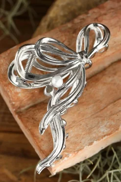 Discount Dear-Lover Pearl Decor Bow Knot Alloy Hair Claw Clip Silvery