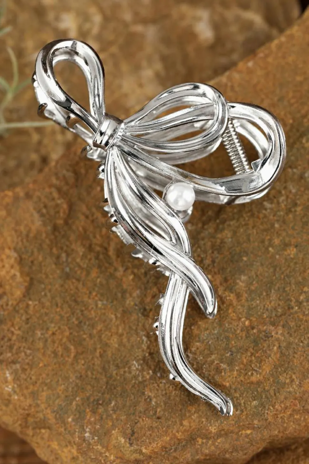 Discount Dear-Lover Pearl Decor Bow Knot Alloy Hair Claw Clip Silvery