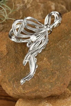 Discount Dear-Lover Pearl Decor Bow Knot Alloy Hair Claw Clip Silvery