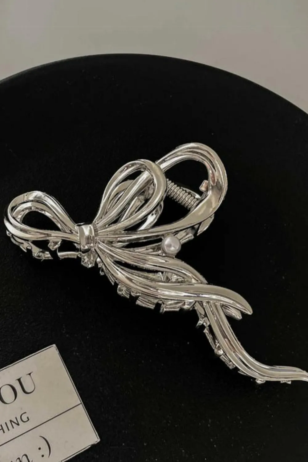 Discount Dear-Lover Pearl Decor Bow Knot Alloy Hair Claw Clip Silvery