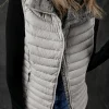 Fashion Dear-Lover Plush Collared Quilted Zipped Puffer Vest Silvery