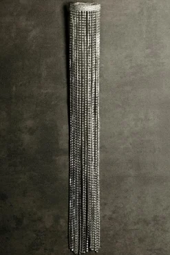 Fashion Dear-Lover Rhinestone Long Fringe Pony Hair Clip Silvery