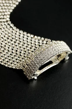 Fashion Dear-Lover Rhinestone Long Fringe Pony Hair Clip Silvery
