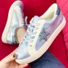 Fashion Dear-Lover Star Sequin Patchwork Criss Cross Casual Shoes Silvery