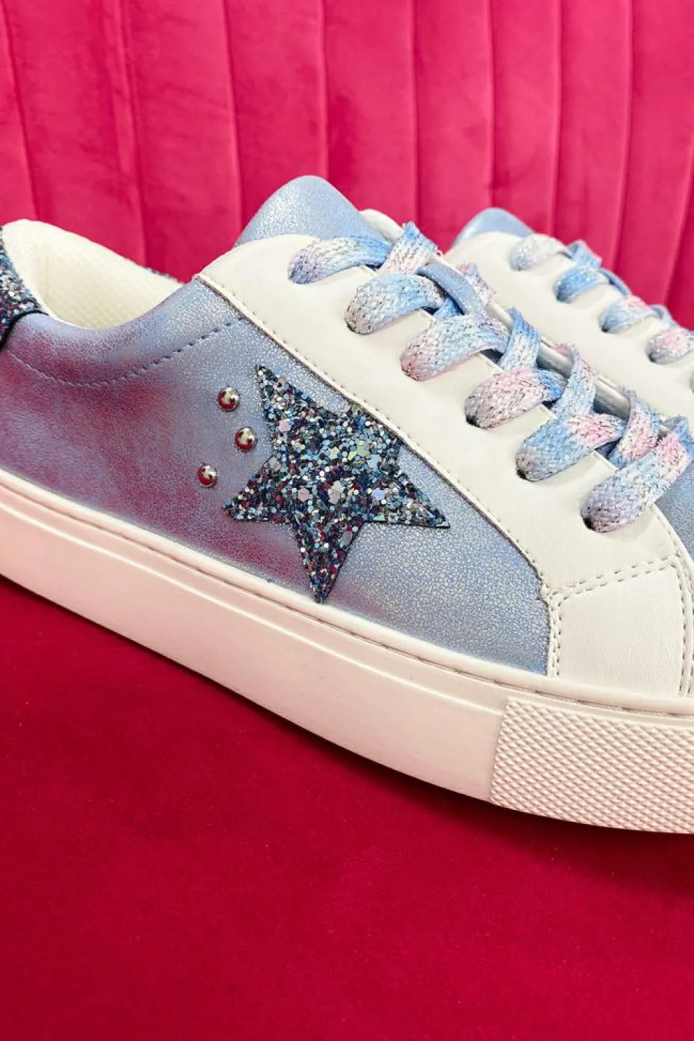 Fashion Dear-Lover Star Sequin Patchwork Criss Cross Casual Shoes Silvery