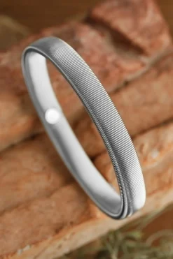 Clearance Dear-Lover Stretchy Plated Metal Wide Bangle Silvery