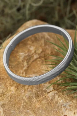 Clearance Dear-Lover Stretchy Plated Metal Wide Bangle Silvery