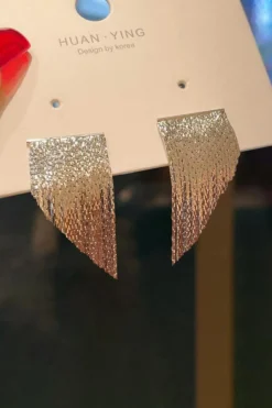 New Dear-Lover Tassel Alloy Stud Earrings Silvery