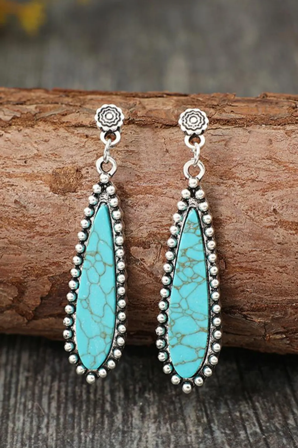 Online Dear-Lover Vintage Bohemian Turquoise Alloy Earrings Silvery