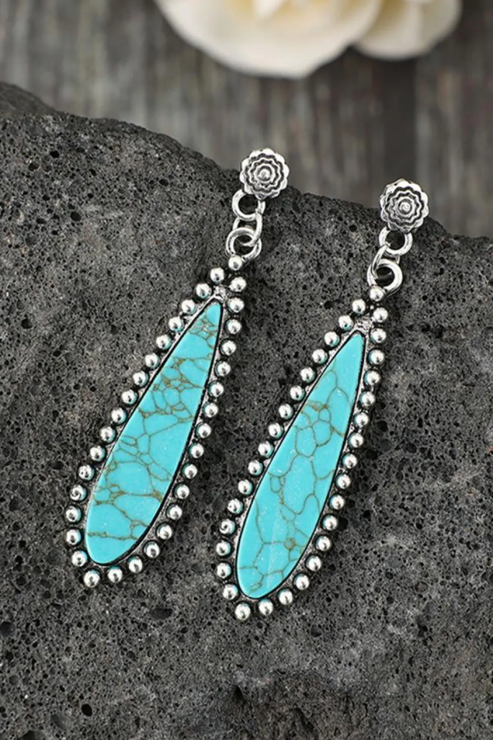 Online Dear-Lover Vintage Bohemian Turquoise Alloy Earrings Silvery