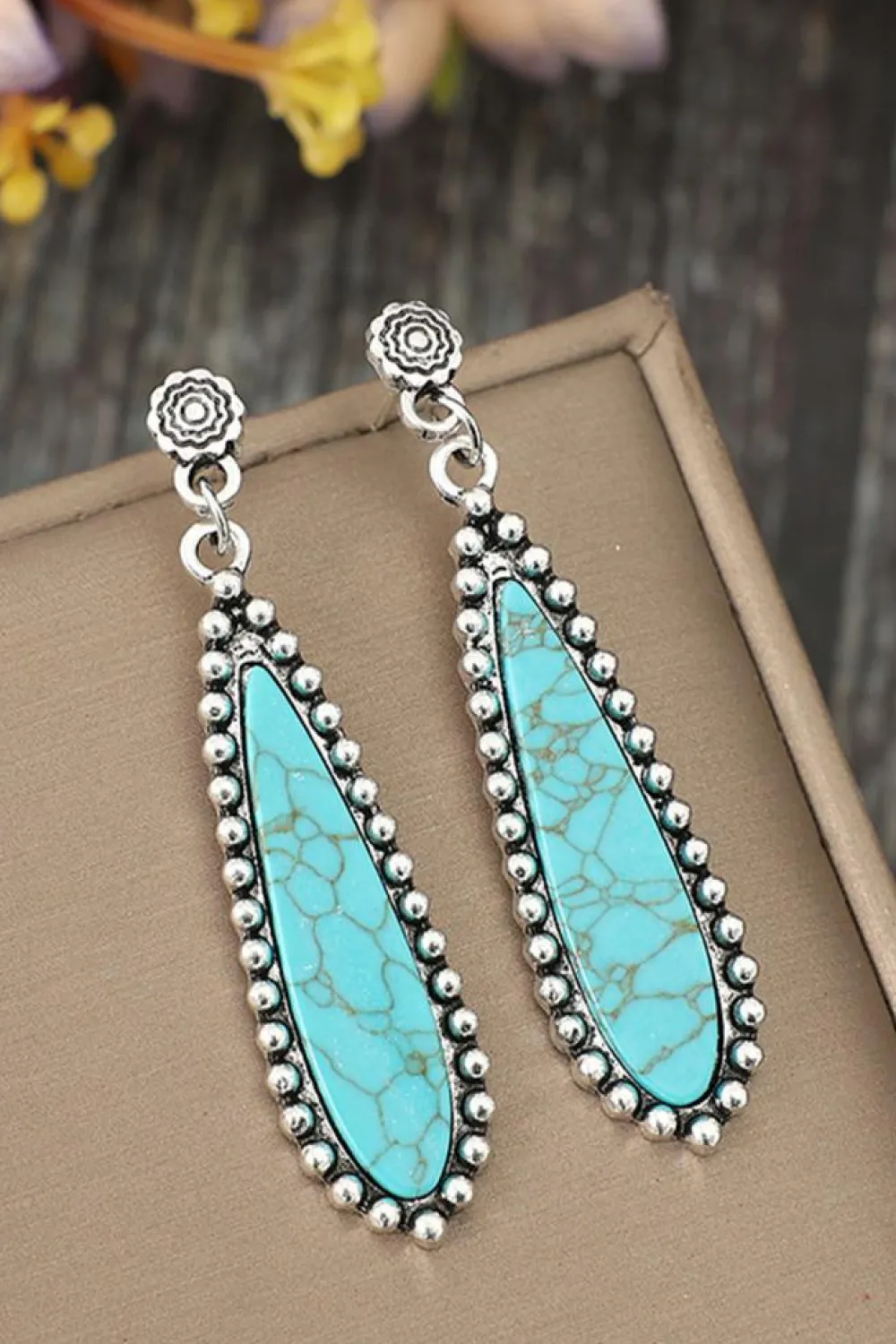 Online Dear-Lover Vintage Bohemian Turquoise Alloy Earrings Silvery