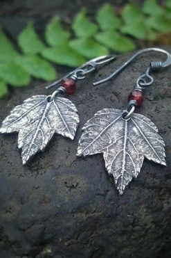Hot Dear-Lover Vintage Leaf Beaded Hook Drop Earrings Silvery