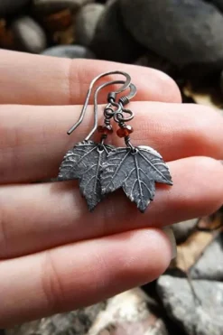 Hot Dear-Lover Vintage Leaf Beaded Hook Drop Earrings Silvery