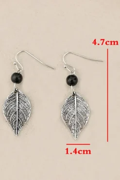 Discount Dear-Lover Vintage Leaf Shape Bead Dangle Earrings Silvery