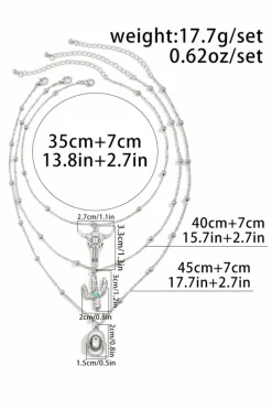Sale Dear-Lover Western Steer Cactus Pendant Adjustable Multi Layer Necklace Silvery