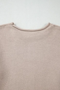 Outlet Dear-Lover Colorblock Exposed Seam Round Neck Sweater Simply Taupe