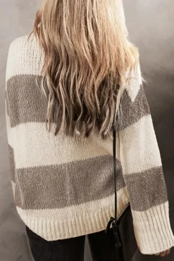 Sale Dear-Lover Colorblock Loose Pullover Sweater Simply Taupe