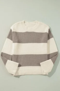 Sale Dear-Lover Colorblock Loose Pullover Sweater Simply Taupe
