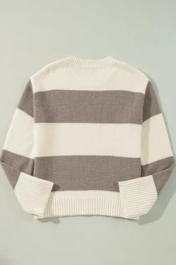 Sale Dear-Lover Colorblock Loose Pullover Sweater Simply Taupe