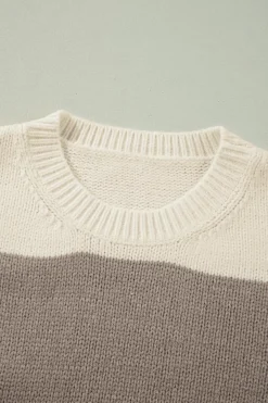Sale Dear-Lover Colorblock Loose Pullover Sweater Simply Taupe