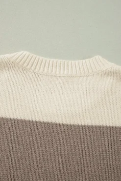 Sale Dear-Lover Colorblock Loose Pullover Sweater Simply Taupe
