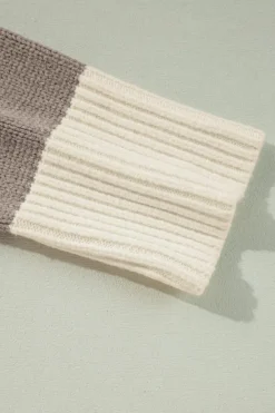 Sale Dear-Lover Colorblock Loose Pullover Sweater Simply Taupe