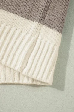 Sale Dear-Lover Colorblock Loose Pullover Sweater Simply Taupe