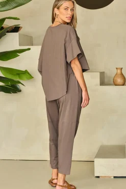 New Dear-Lover High Low Boxy Fit Tee and Crop Pants Set Simply Taupe