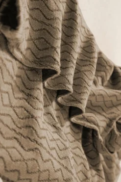 New Dear-Lover Vintage Textured Puff Sleeve Mock Neck Top Simply Taupe