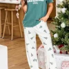 Clearance Dear-Lover Christmas Tree Print Tee and Pants Lounge Set Skobeloff
