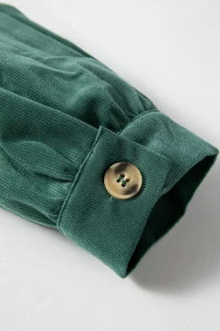 Outlet Dear-Lover Corduroy Ruffle Tiered Buttoned O Neck Shirt Skobeloff