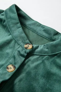 Outlet Dear-Lover Corduroy Ruffle Tiered Buttoned O Neck Shirt Skobeloff